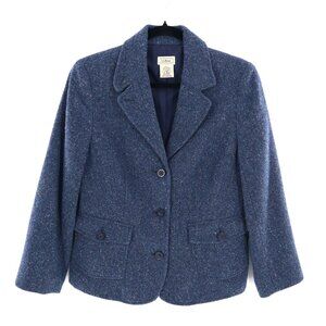 L.L.Bean Wool Silk Blazer Women S Blue Academia Classic Timeless Career Polished